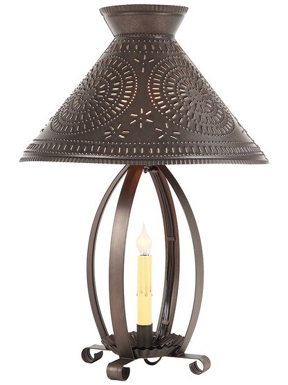 Betsy Ross Lamp with Chisel Design in Kettle Black Tin.
